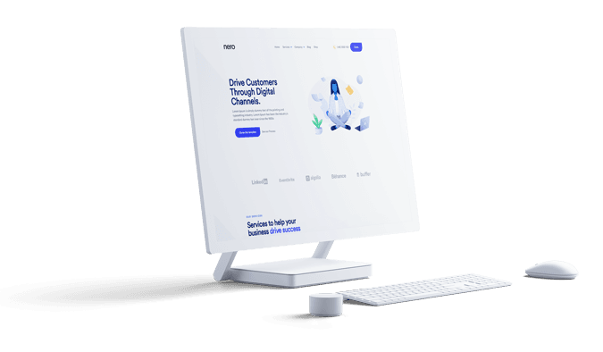 Scalifier client website shown on a desktop monitor mockup
